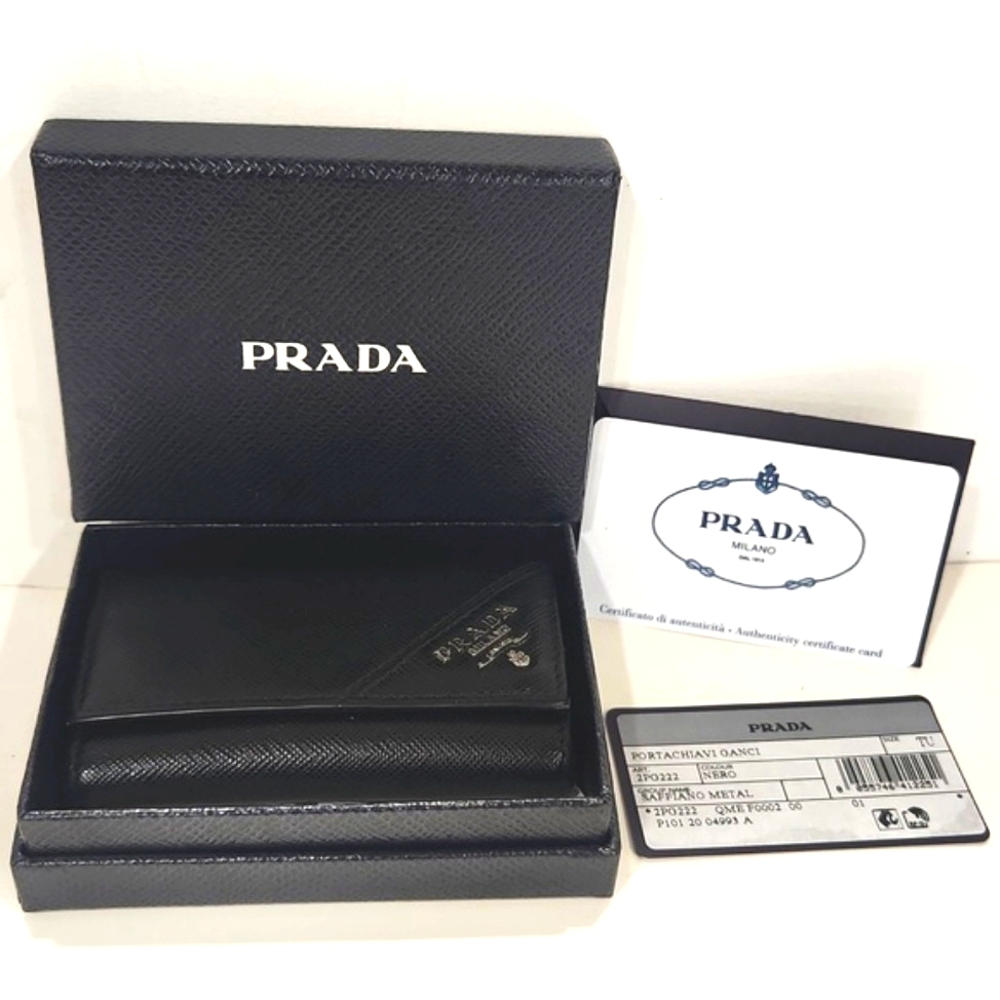 NEW! PRADA Authentic Saffiano Leather Black 6-Hook Key Case 2PG222 with Box - Picture 4 of 16